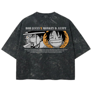 Playera streetwear premium de anime y gaming ExtraLife MX, corte boxy deluxe mineral wash heavyweight en color Acid Wash, moda urbana mexicana de culto.