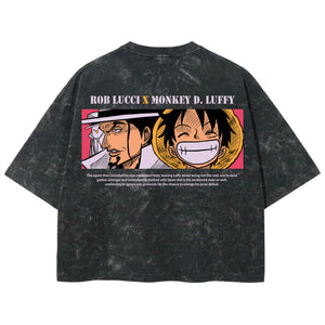 Playera streetwear premium de anime y gaming ExtraLife MX, corte boxy deluxe mineral wash heavyweight en color Acid Wash, moda urbana mexicana de culto.