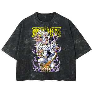 Playera streetwear premium de anime y gaming ExtraLife MX, corte boxy deluxe mineral wash heavyweight en color Acid Wash, moda urbana mexicana de culto.