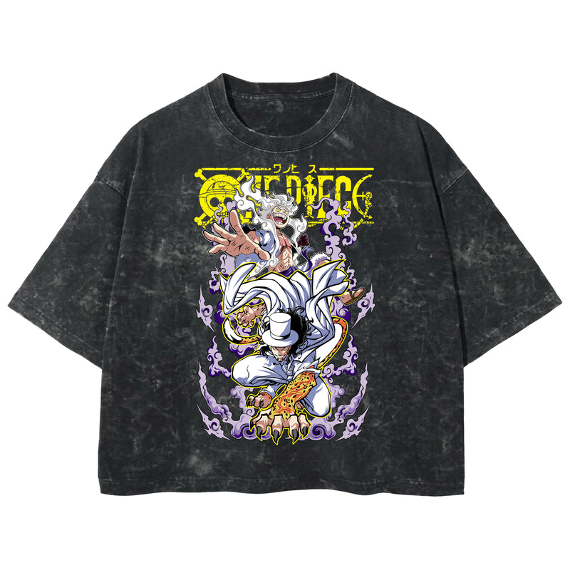 Playera streetwear premium de anime y gaming ExtraLife MX, corte boxy deluxe mineral wash heavyweight en color Acid Wash, moda urbana mexicana de culto.