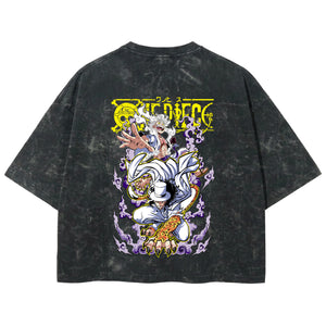 Playera streetwear premium de anime y gaming ExtraLife MX, corte boxy deluxe mineral wash heavyweight en color Acid Wash, moda urbana mexicana de culto.