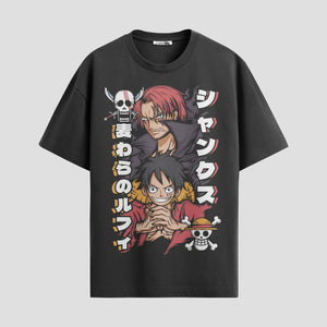 Playera urbana de anime y gaming ExtraLife MX, corte Standard Fit unisex ligero y transpirable en color Deep Black y Pure White, ropa de uso diario para gym y casual.
