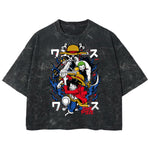 Playera streetwear premium de anime y gaming ExtraLife MX, corte boxy deluxe mineral wash heavyweight en color Acid Wash, moda urbana mexicana de culto.