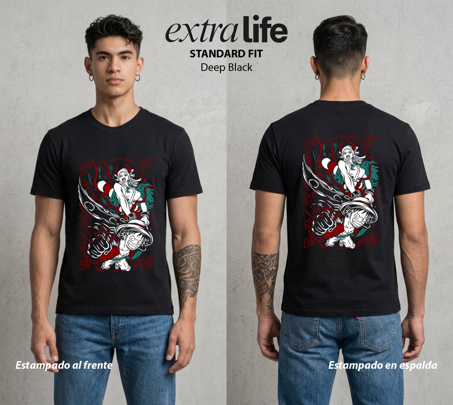 Mar de los Piratas | La Hija Libertaria #03248 - Playera Standard Fit | Deep Black - Foto en modelo