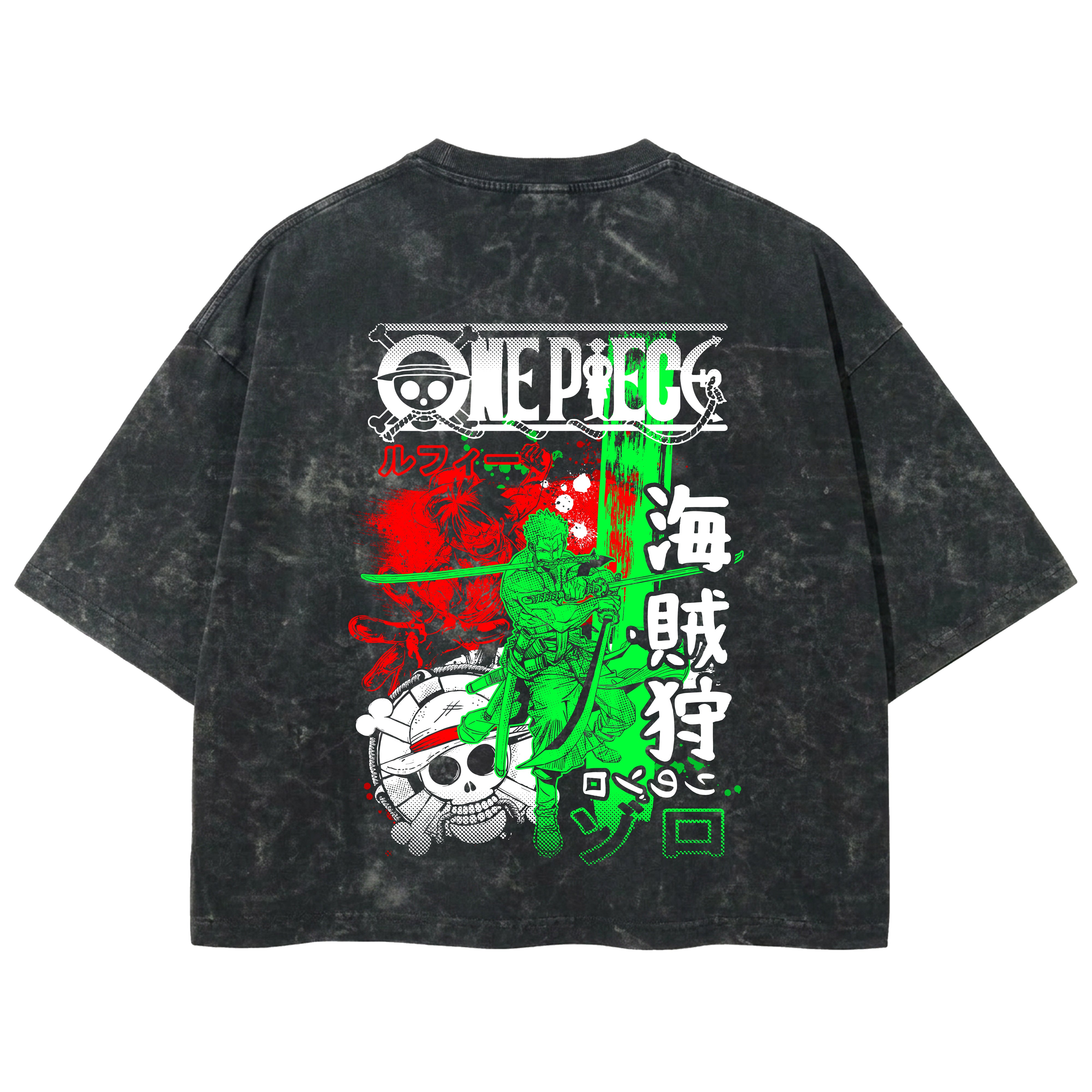 Playera streetwear premium de anime y gaming ExtraLife MX, corte boxy deluxe mineral wash heavyweight en color Acid Wash, moda urbana mexicana de culto.
