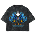 Playera streetwear premium de anime y gaming ExtraLife MX, corte boxy deluxe mineral wash heavyweight en color Acid Wash, moda urbana mexicana de culto.