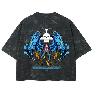 Playera streetwear premium de anime y gaming ExtraLife MX, corte boxy deluxe mineral wash heavyweight en color Acid Wash, moda urbana mexicana de culto.