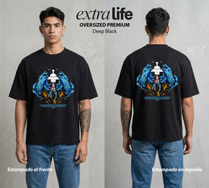 Mar de los Piratas | El Fenix del Mar #03251 - Playera Oversized Premium | Deep Black - Foto en modelo