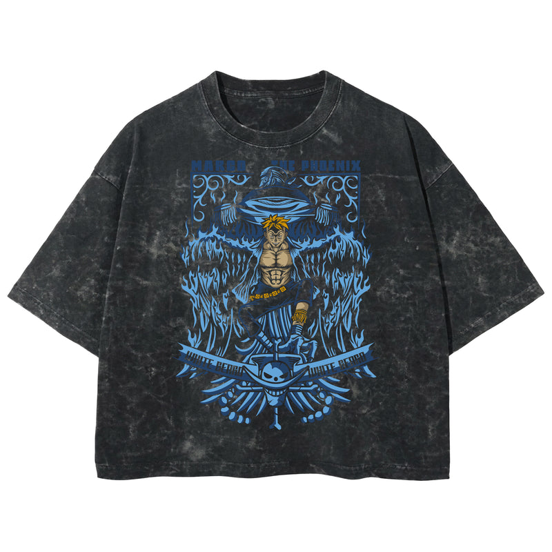 Playera streetwear premium de anime y gaming ExtraLife MX, corte boxy deluxe mineral wash heavyweight en color Acid Wash, moda urbana mexicana de culto.