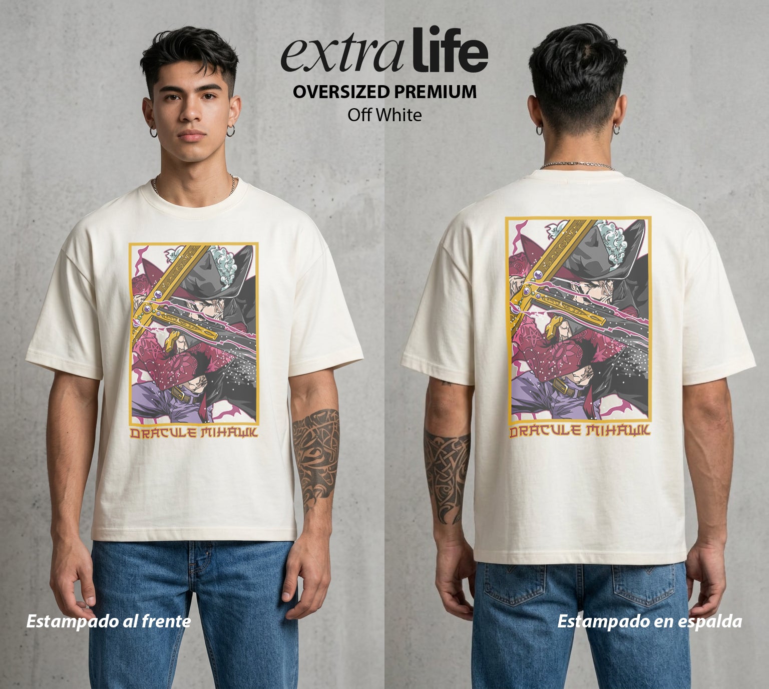 Mar de los Piratas | La Espada del Mundo #03253 - Playera Oversized Premium | Off White - Foto en modelo