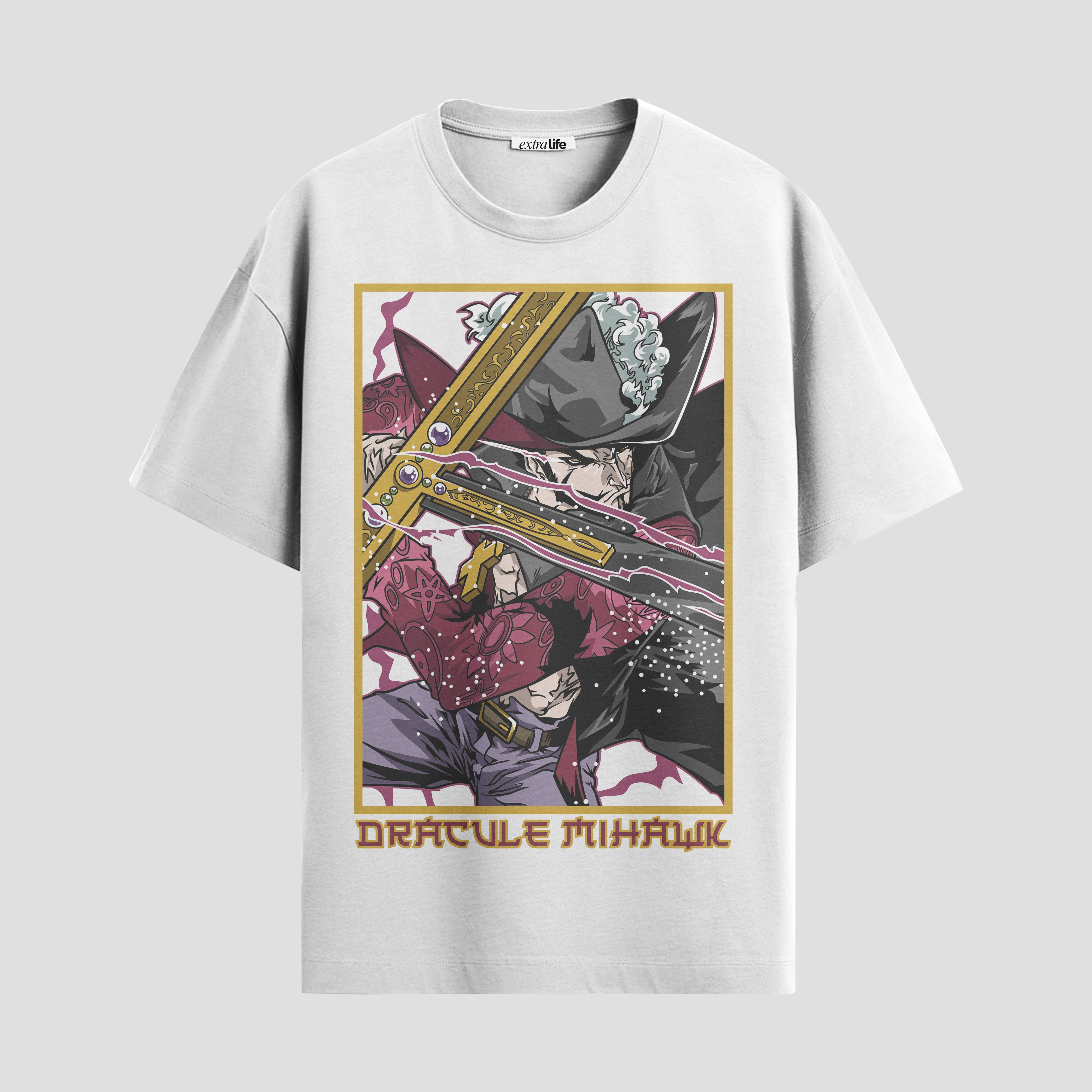 Playera urbana de anime y gaming ExtraLife MX, corte Standard Fit unisex ligero y transpirable en color Deep Black y Pure White, ropa de uso diario para gym y casual.