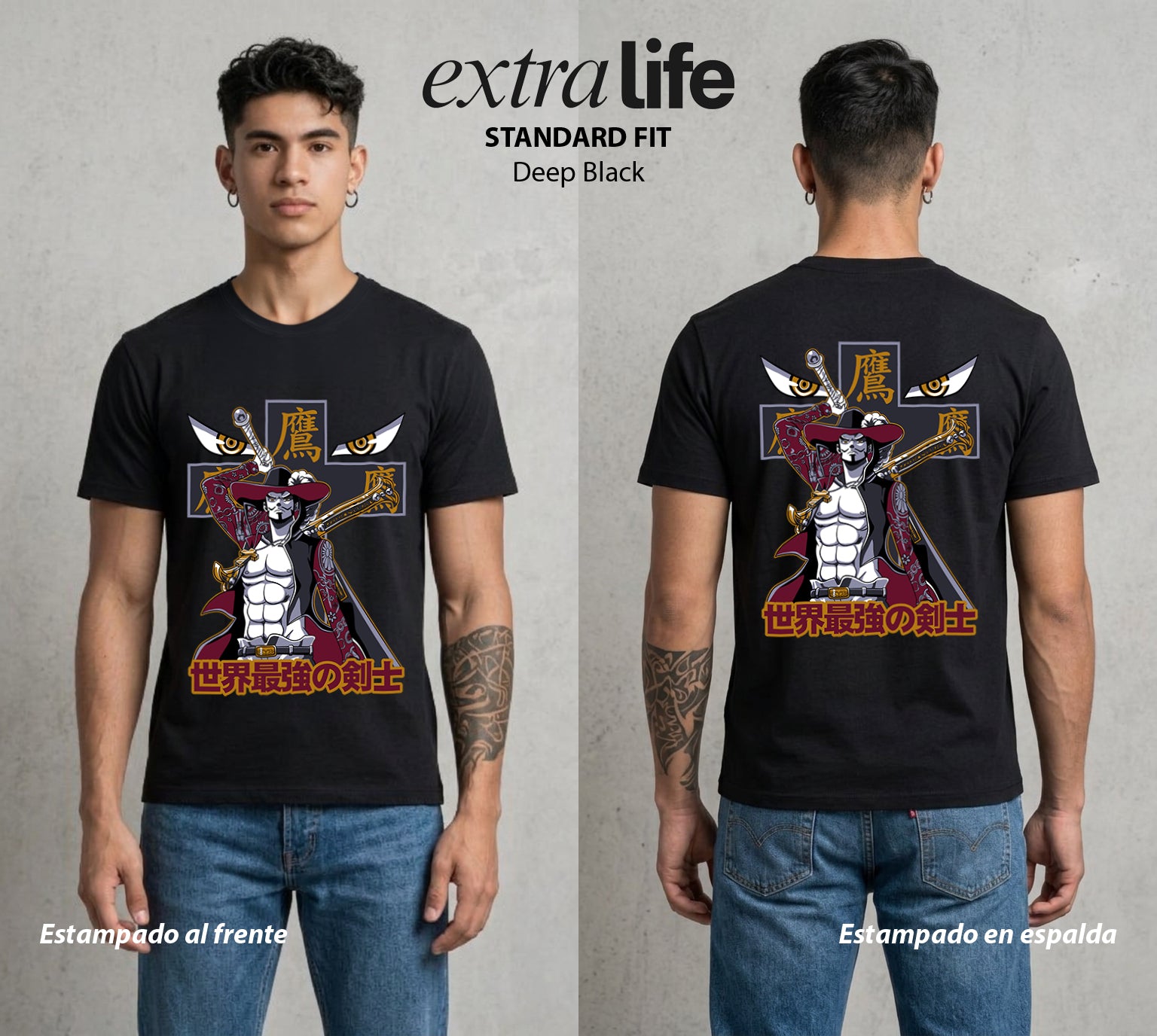 Mar de los Piratas | El Ojo del Halcon #03254 - Playera Standard Fit | Deep Black - Foto en modelo
