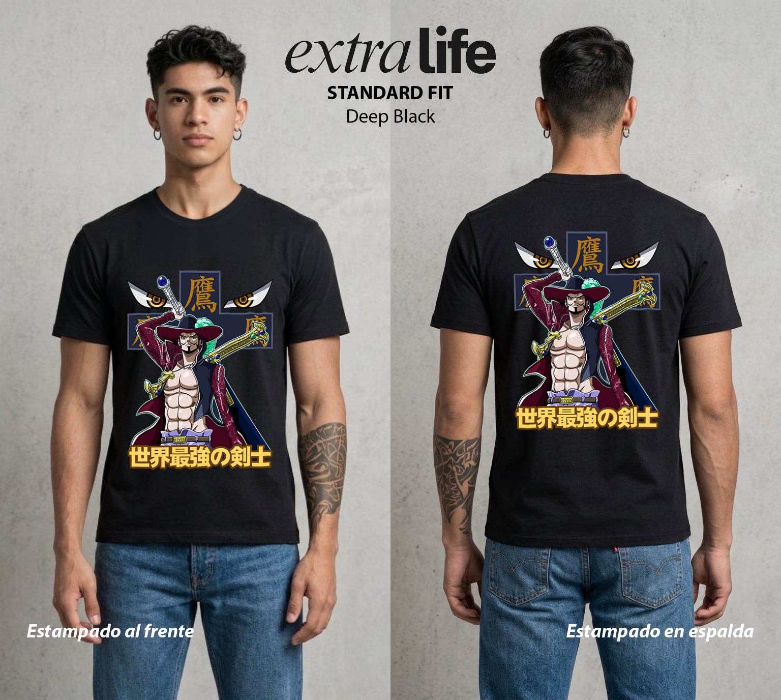 Mar de los Piratas | Acero Supremo #03255 - Playera Standard Fit | Deep Black - Foto en modelo