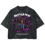 Playera streetwear premium de anime y gaming ExtraLife MX, corte boxy deluxe mineral wash heavyweight en color Acid Wash, moda urbana mexicana de culto.