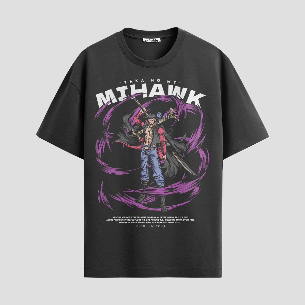 Playera urbana de anime y gaming ExtraLife MX, corte Classic Premium unisex ligero y transpirable en color Deep Black y Pure White, ropa de uso diario para gym y casual.