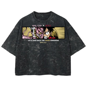 Playera streetwear premium de anime y gaming ExtraLife MX, corte boxy deluxe mineral wash heavyweight en color Acid Wash, moda urbana mexicana de culto.