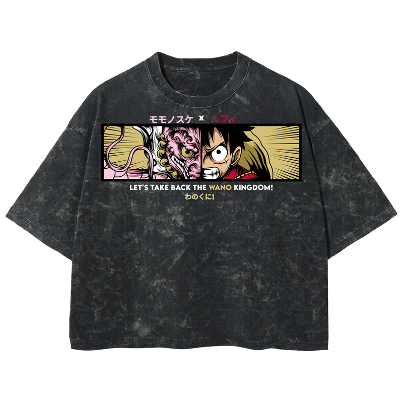 Playera streetwear premium de anime y gaming ExtraLife MX, corte boxy deluxe mineral wash heavyweight en color Acid Wash, moda urbana mexicana de culto.
