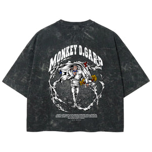Playera streetwear premium de anime y gaming ExtraLife MX, corte boxy deluxe mineral wash heavyweight en color Acid Wash, moda urbana mexicana de culto.