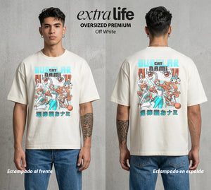 Mar de los Piratas | Huracan del Nami #03265 - Playera Oversized Premium | Off White - Foto en modelo
