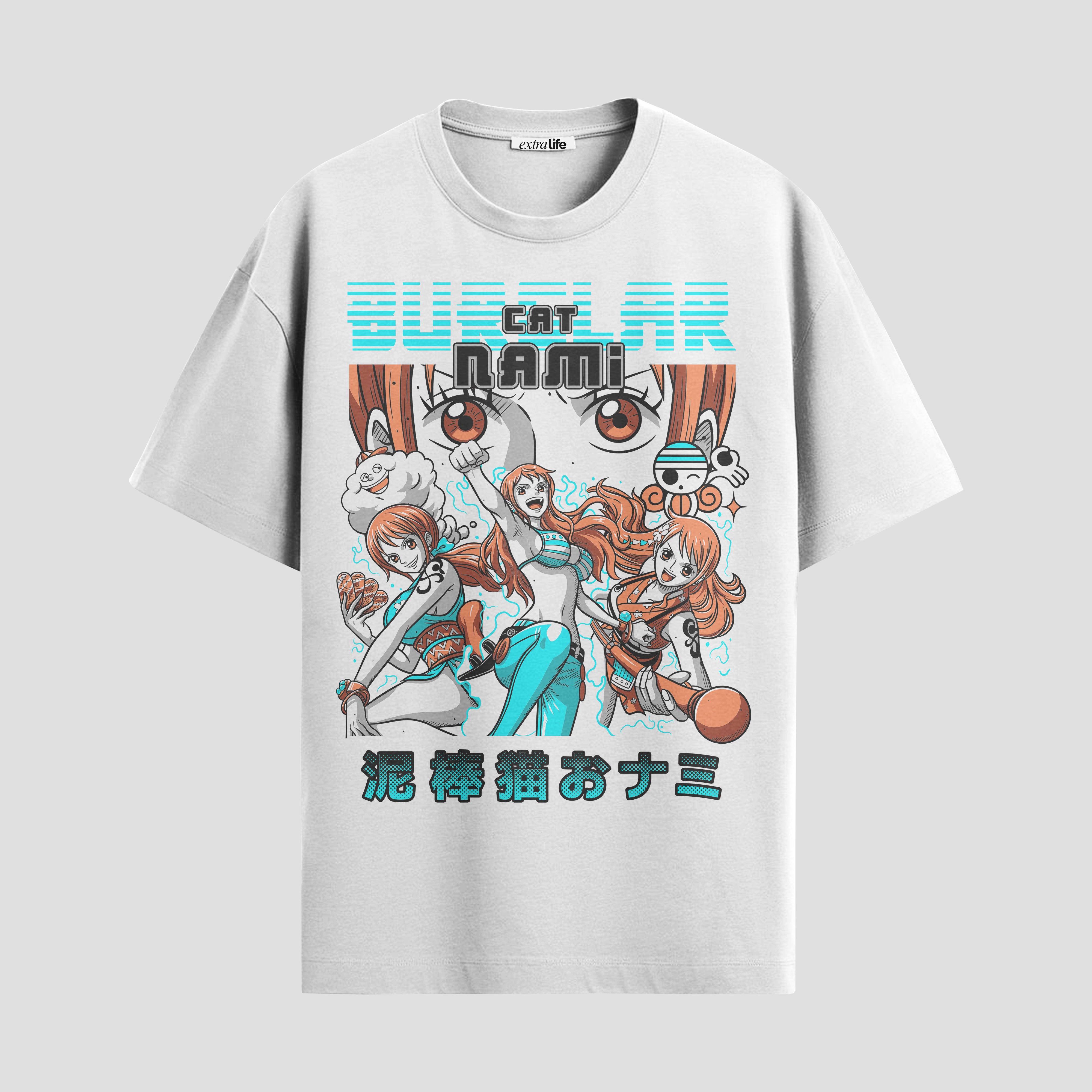 Playera urbana de anime y gaming ExtraLife MX, corte Standard Fit unisex ligero y transpirable en color Deep Black y Pure White, ropa de uso diario para gym y casual.