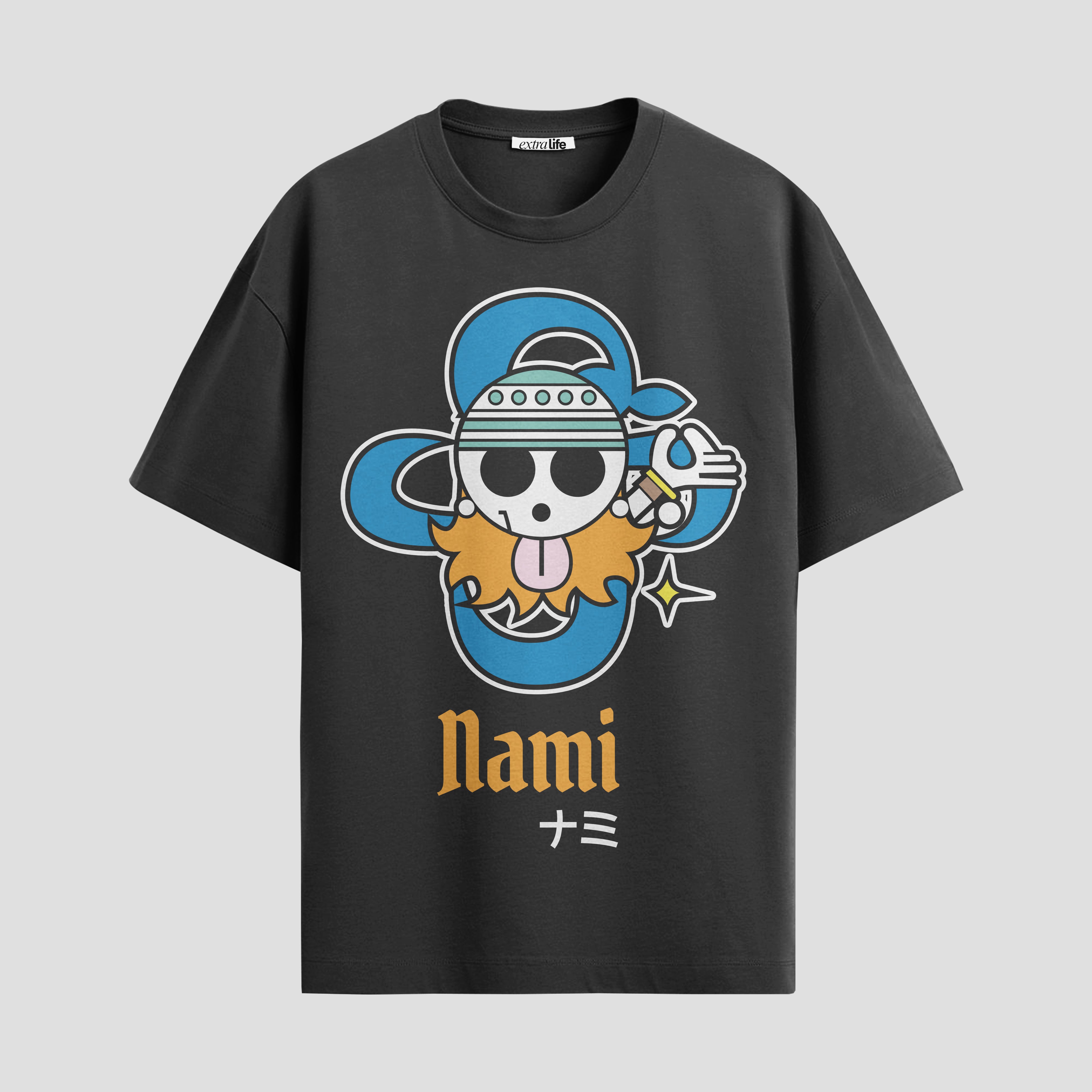 Playera urbana de anime y gaming ExtraLife MX, corte Standard Fit unisex ligero y transpirable en color Deep Black y Pure White, ropa de uso diario para gym y casual.