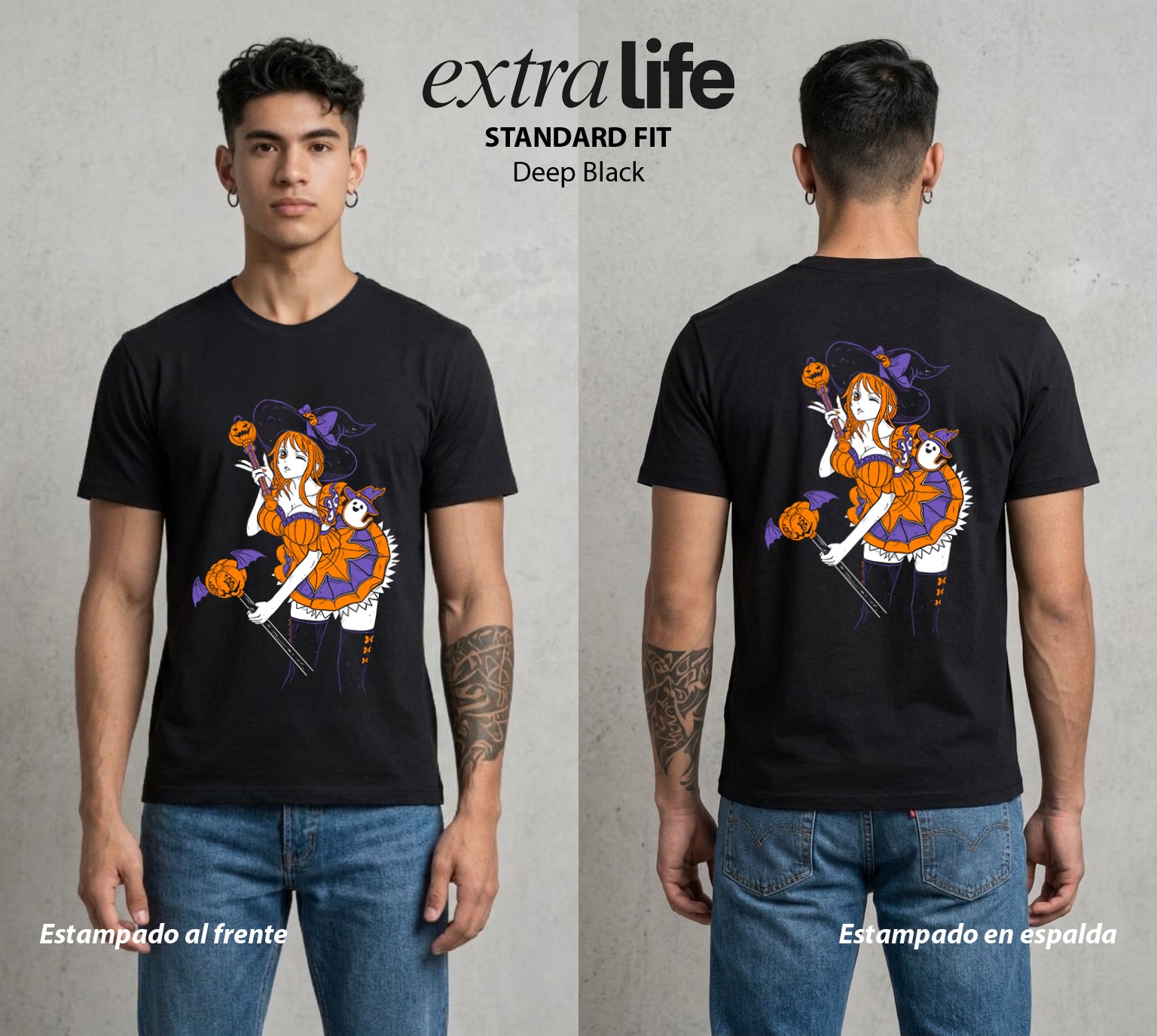 Mar de los Piratas | La Navegante en Halloween #03270 - Playera Standard Fit | Deep Black - Foto en modelo