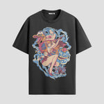 Playera urbana de anime y gaming ExtraLife MX, corte Standard Fit unisex ligero y transpirable en color Deep Black y Pure White, ropa de uso diario para gym y casual.