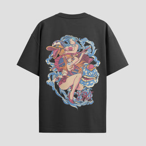 Playera urbana de anime y gaming ExtraLife MX, corte Standard Fit unisex ligero y transpirable en color Deep Black y Pure White, ropa de uso diario para gym y casual.