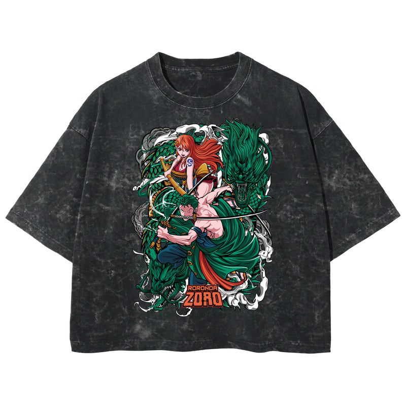 Playera streetwear premium de anime y gaming ExtraLife MX, corte boxy deluxe mineral wash heavyweight en color Acid Wash, moda urbana mexicana de culto.
