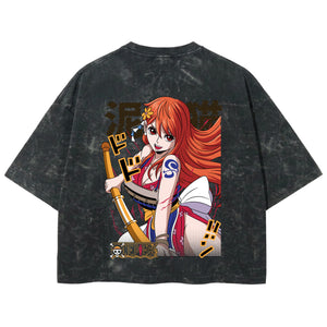 Playera streetwear premium de anime y gaming ExtraLife MX, corte boxy deluxe mineral wash heavyweight en color Acid Wash, moda urbana mexicana de culto.