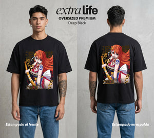 Mar de los Piratas | Clementine del Mar #03276 - Playera Oversized Premium | Deep Black - Foto en modelo