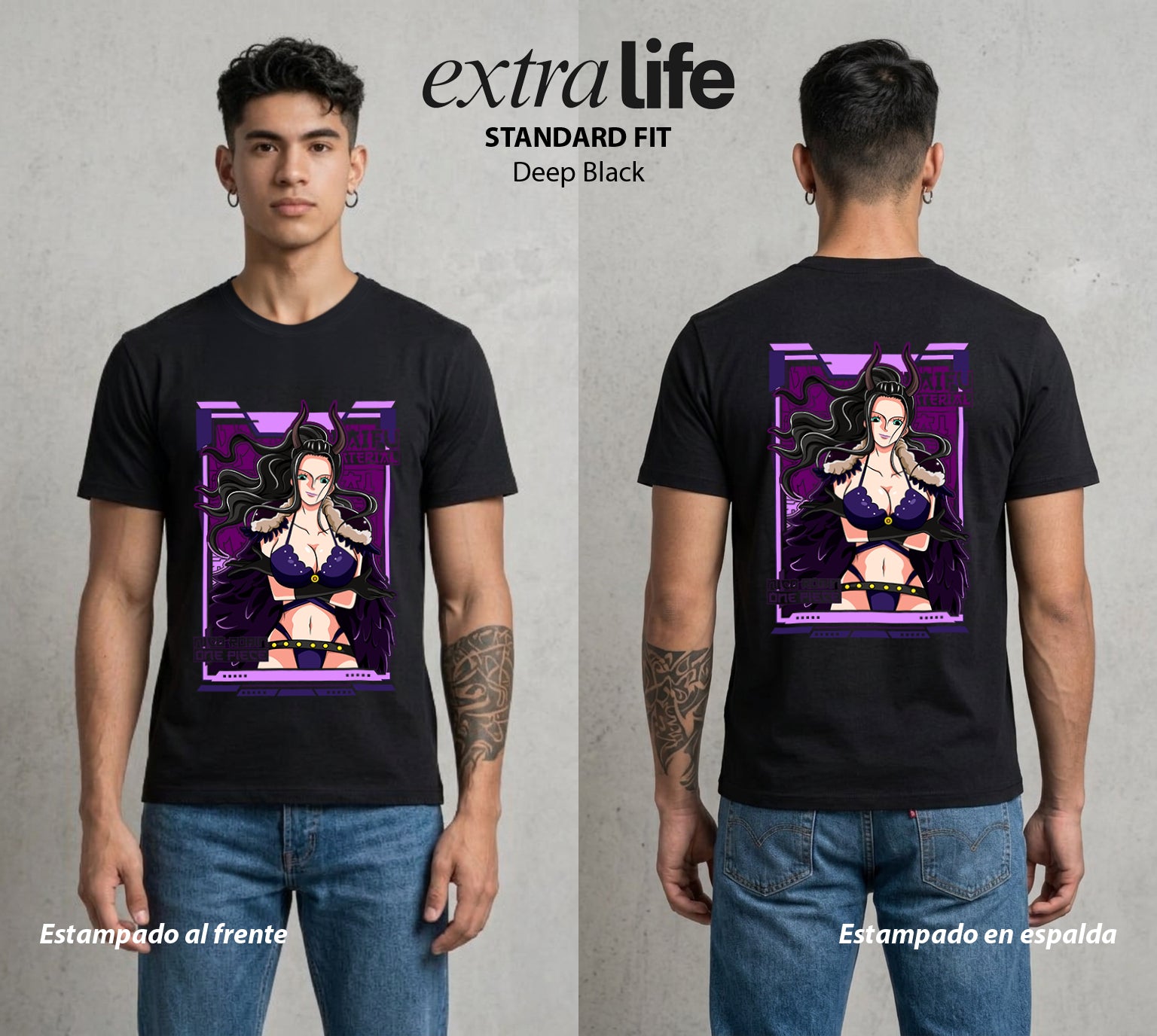 Mar de los Piratas | La Historiadora #03278 - Playera Standard Fit | Deep Black - Foto en modelo