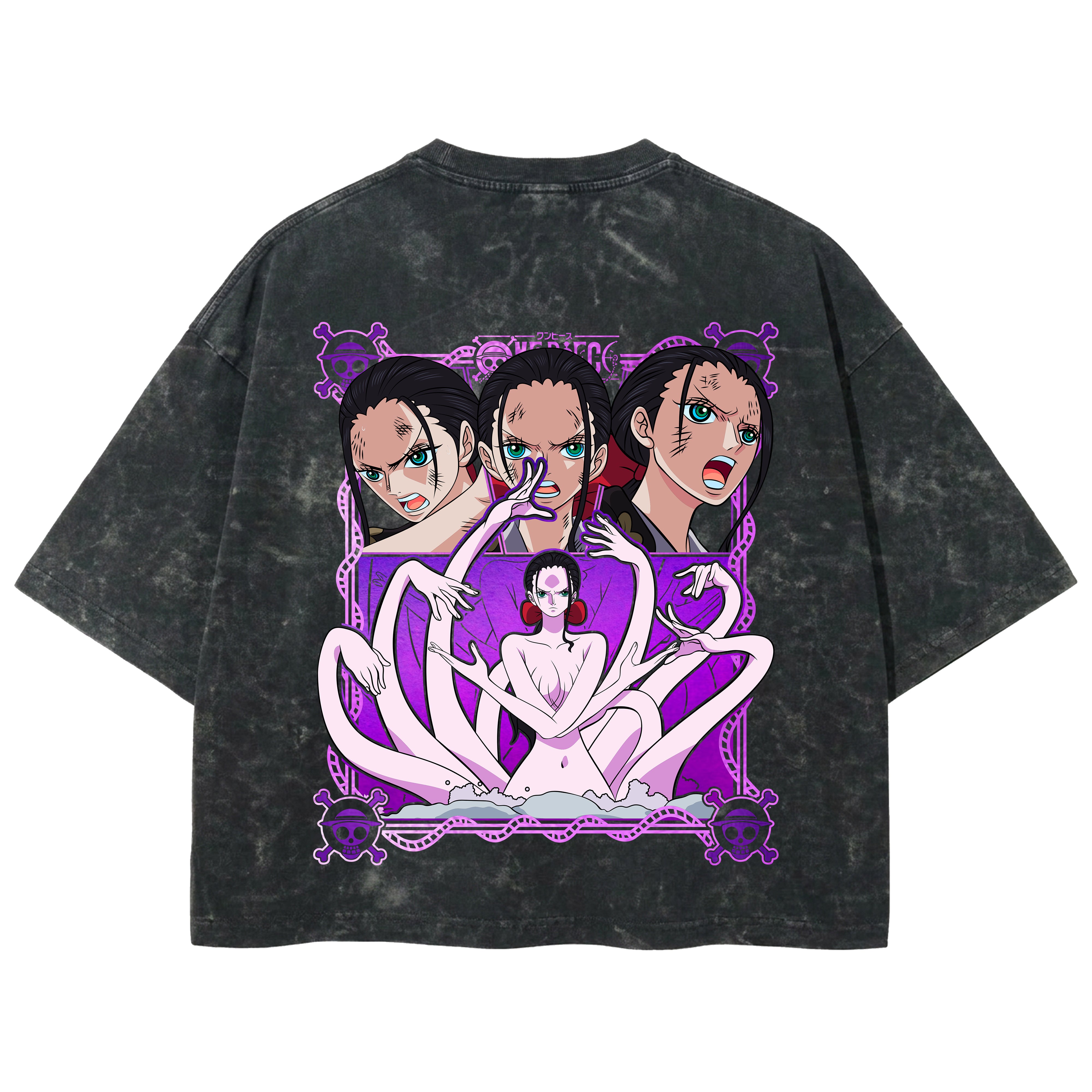 Playera streetwear premium de anime y gaming ExtraLife MX, corte boxy deluxe mineral wash heavyweight en color Acid Wash, moda urbana mexicana de culto.