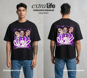 Mar de los Piratas | Flores del Pasado #03279 - Playera Oversized Premium | Deep Black - Foto en modelo