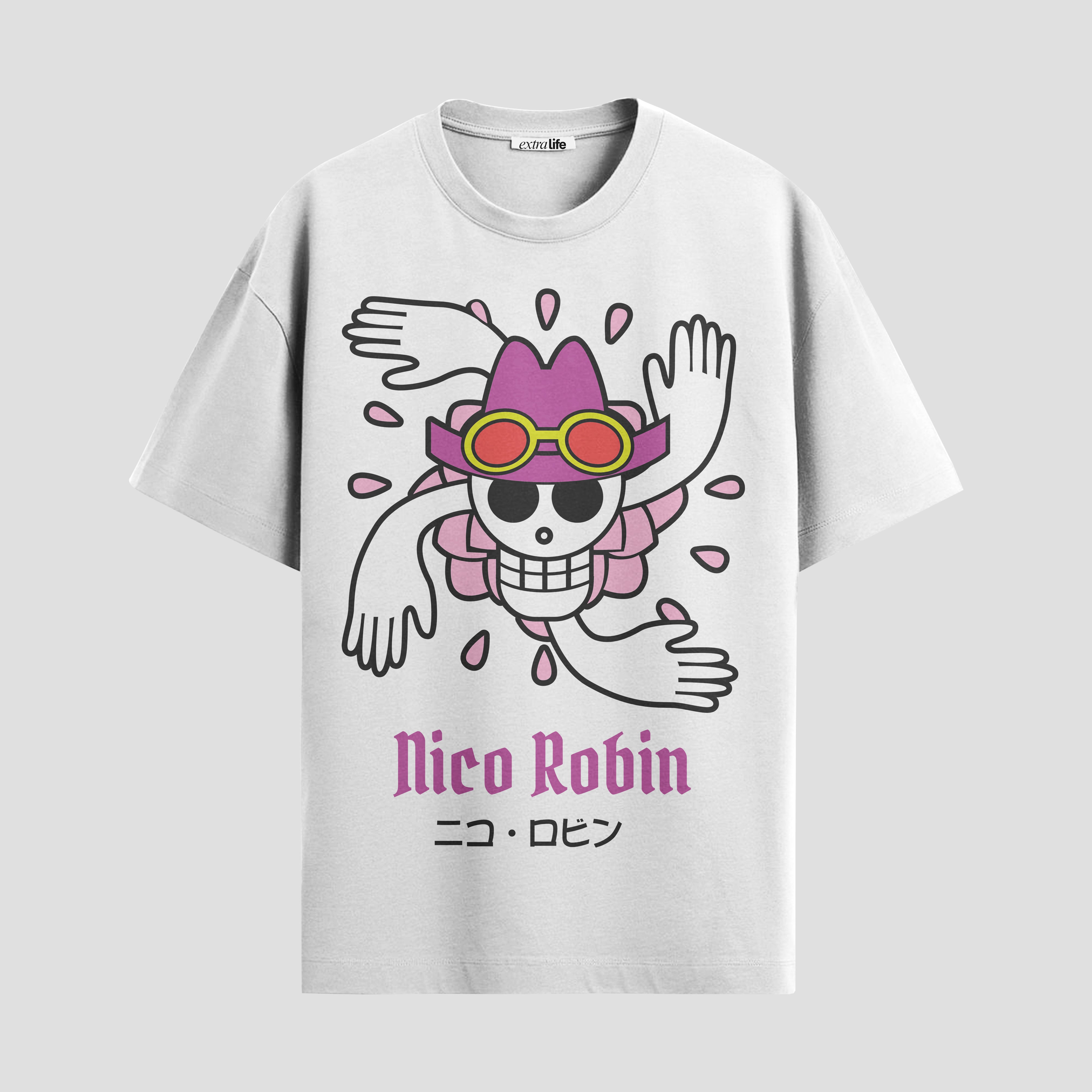 Playera urbana de anime y gaming ExtraLife MX, corte Standard Fit unisex ligero y transpirable en color Deep Black y Pure White, ropa de uso diario para gym y casual.
