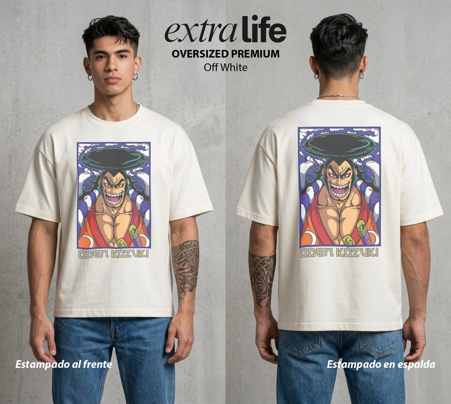 Mar de los Piratas | El Cocinero del Destino #03285 - Playera Oversized Premium | Off White - Foto en modelo