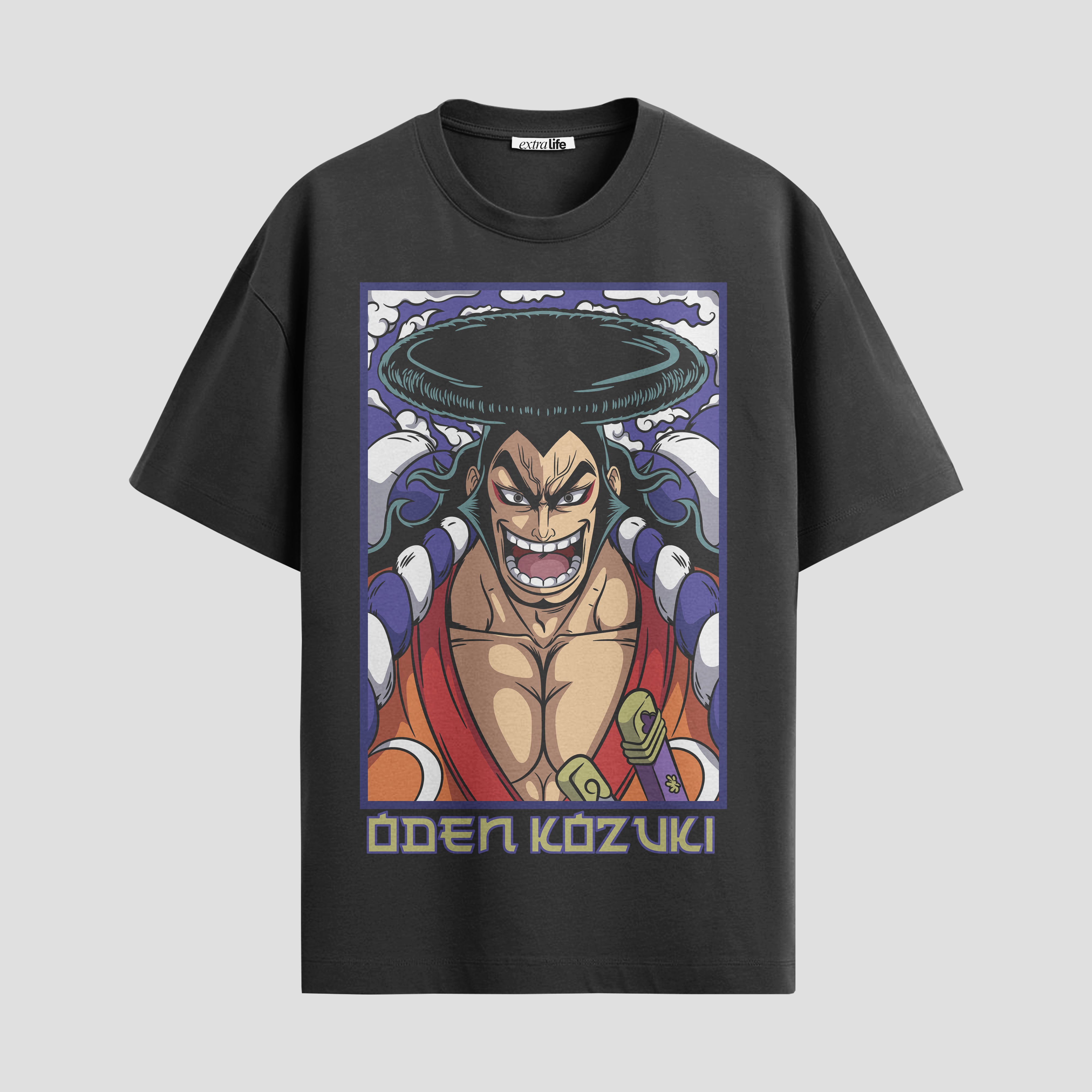 Playera urbana de anime y gaming ExtraLife MX, corte Standard Fit unisex ligero y transpirable en color Deep Black y Pure White, ropa de uso diario para gym y casual.