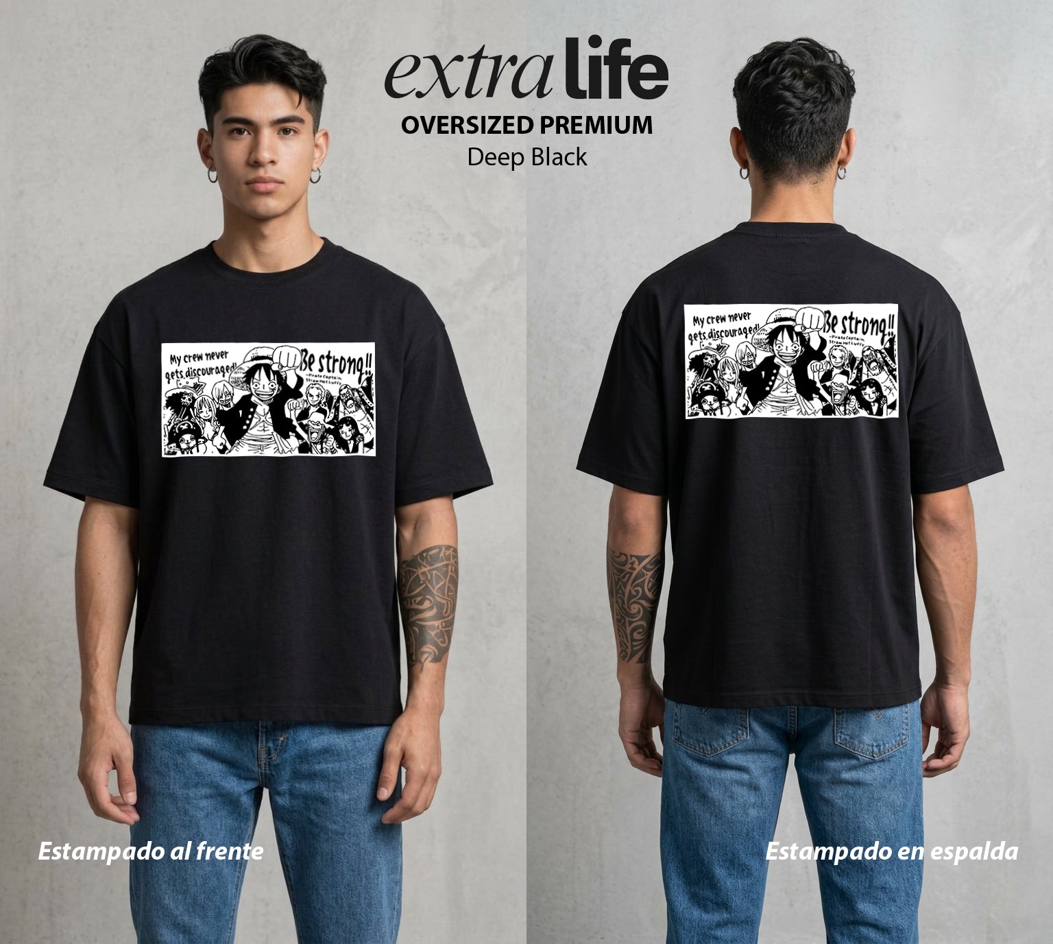 Mar de los Piratas | Los del Bien #03287 - Playera Oversized Premium | Deep Black - Foto en modelo