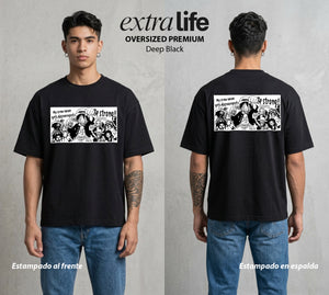 Mar de los Piratas | Los del Bien #03287 - Playera Oversized Premium | Deep Black - Foto en modelo