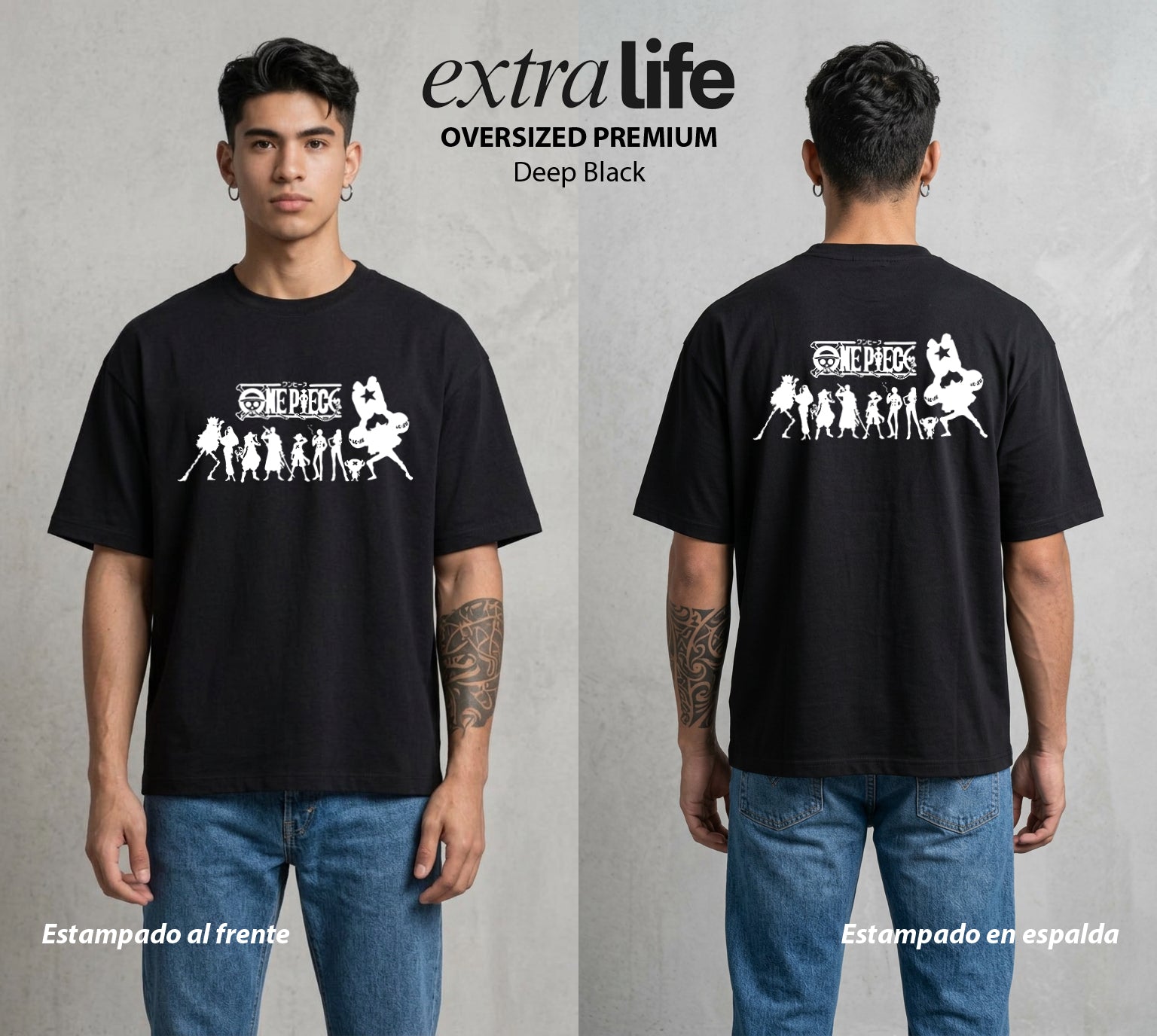 Mar de los Piratas | Los del Bien #03289 - Playera Oversized Premium | Deep Black - Foto en modelo