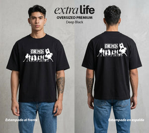 Mar de los Piratas | Los del Bien #03289 - Playera Oversized Premium | Deep Black - Foto en modelo