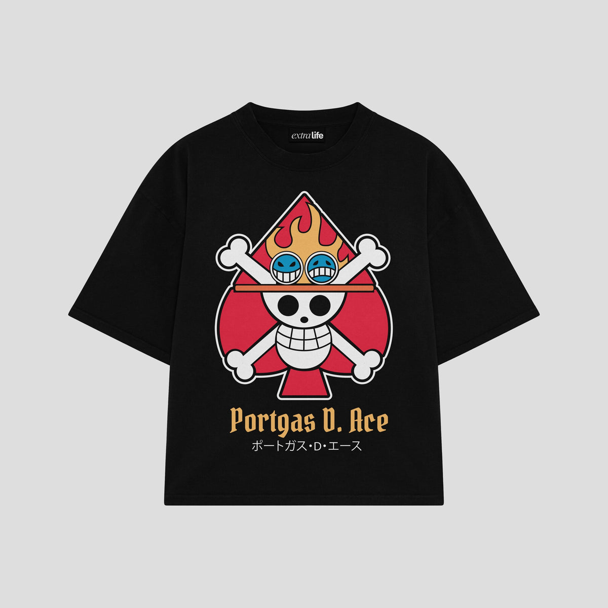Playera streetwear premium de anime y gaming ExtraLife MX, corte oversized drop shoulder ligero y fresco en color Deep Black y Off-White, moda urbana mexicana de culto.