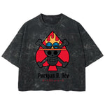 Playera streetwear premium de anime y gaming ExtraLife MX, corte boxy deluxe mineral wash heavyweight en color Acid Wash, moda urbana mexicana de culto.