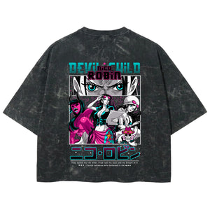 Playera streetwear premium de anime y gaming ExtraLife MX, corte boxy deluxe mineral wash heavyweight en color Acid Wash, moda urbana mexicana de culto.