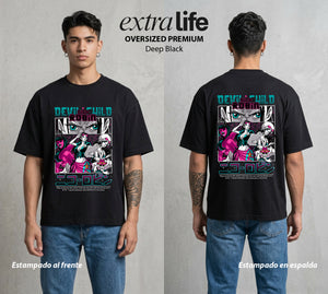 Mar de los Piratas | La Historiadora #03295 - Playera Oversized Premium | Deep Black - Foto en modelo