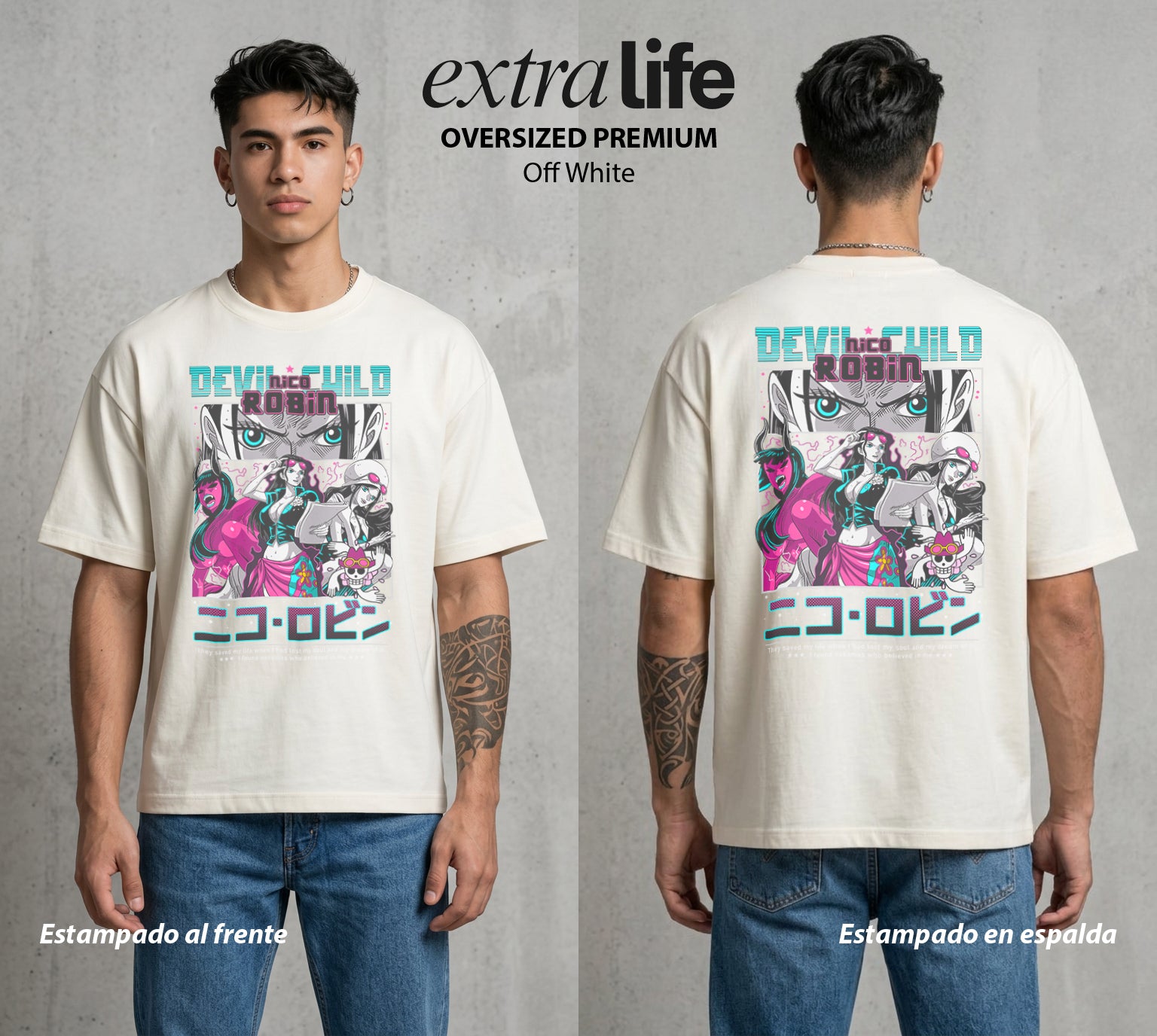 Mar de los Piratas | La Historiadora #03295 - Playera Oversized Premium | Off White - Foto en modelo