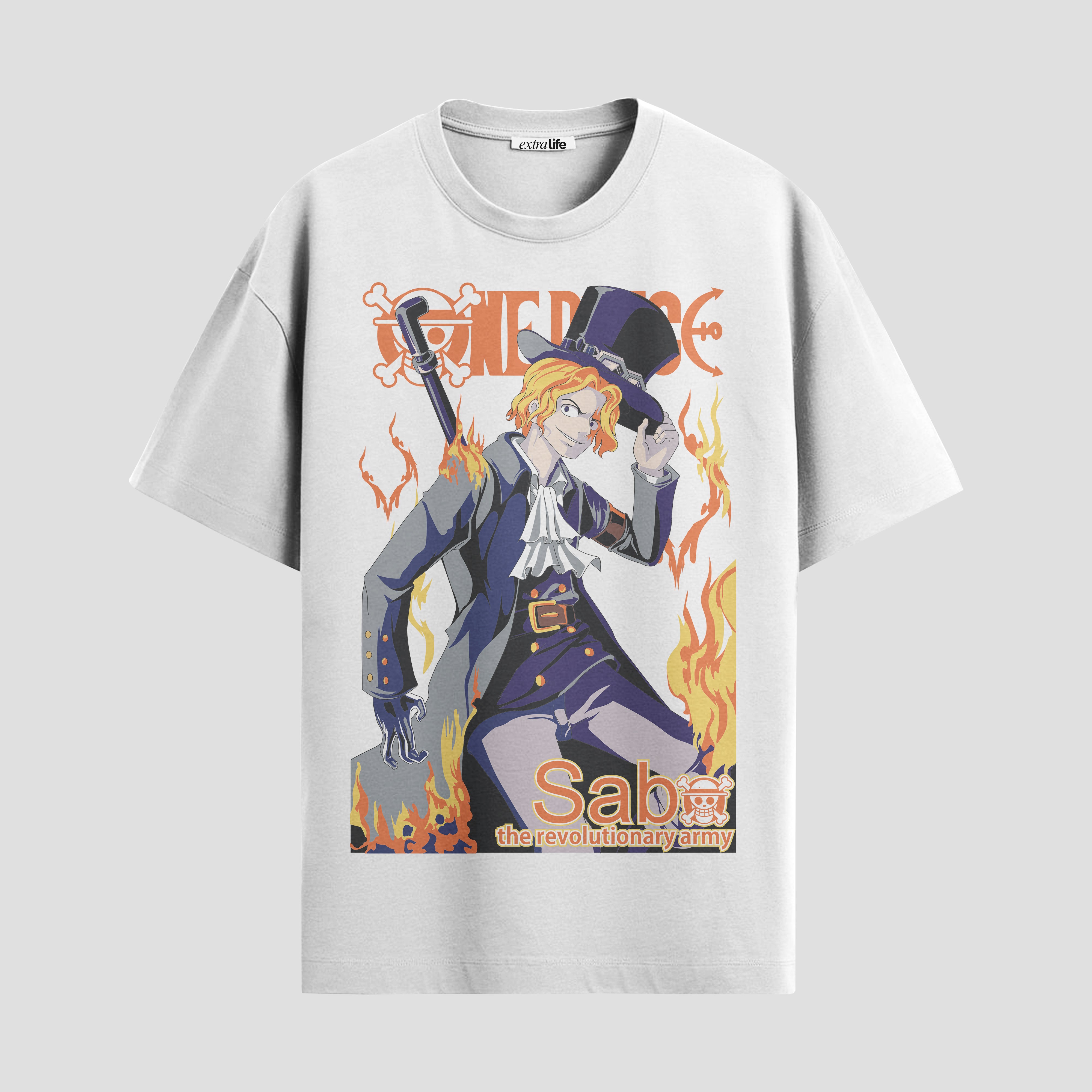 Playera urbana de anime y gaming ExtraLife MX, corte Standard Fit unisex ligero y transpirable en color Deep Black y Pure White, ropa de uso diario para gym y casual.