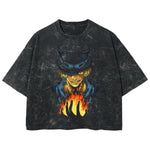 Playera streetwear premium de anime y gaming ExtraLife MX, corte boxy deluxe mineral wash heavyweight en color Acid Wash, moda urbana mexicana de culto.