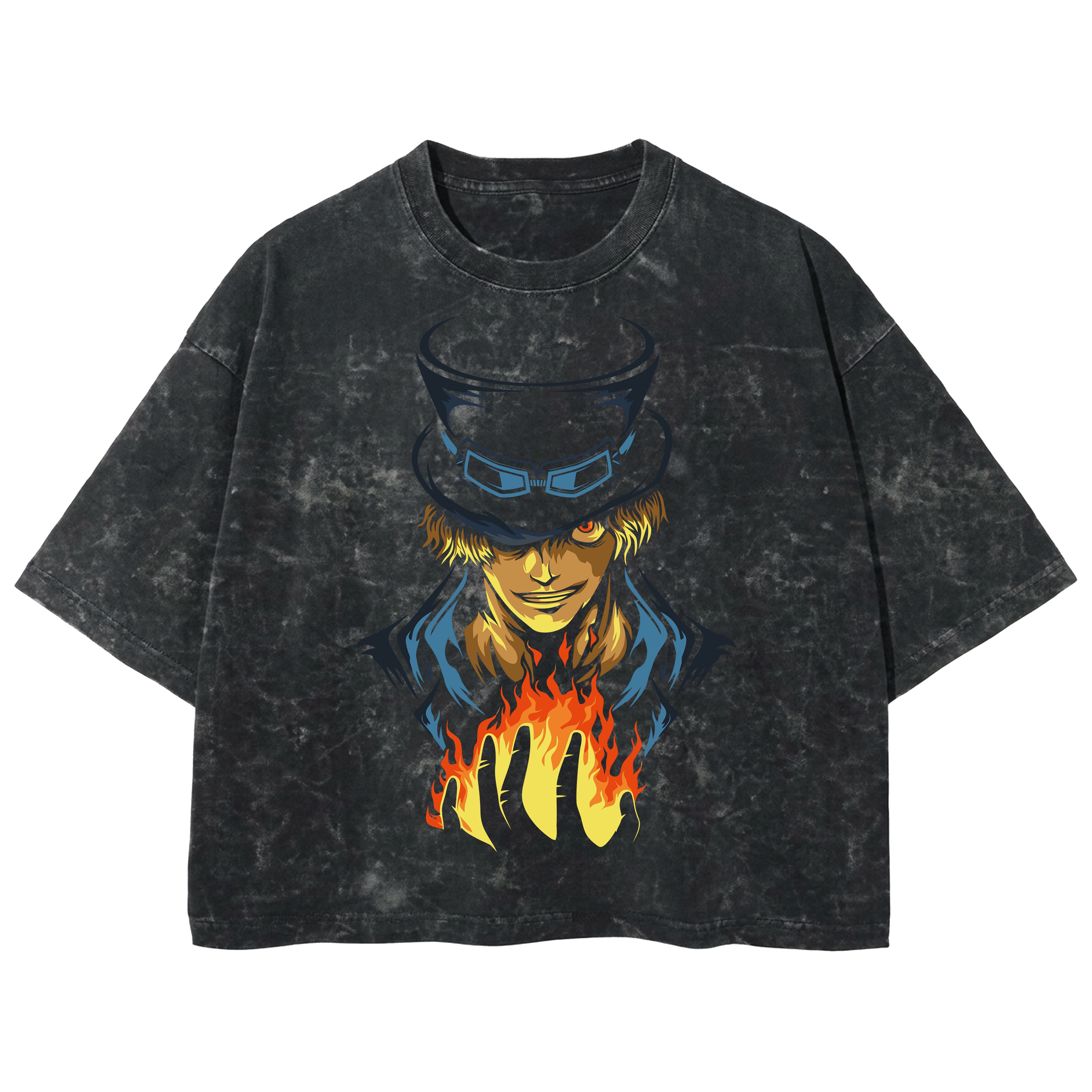 Playera streetwear premium de anime y gaming ExtraLife MX, corte boxy deluxe mineral wash heavyweight en color Acid Wash, moda urbana mexicana de culto.