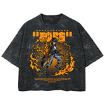 Playera streetwear premium de anime y gaming ExtraLife MX, corte boxy deluxe mineral wash heavyweight en color Acid Wash, moda urbana mexicana de culto.